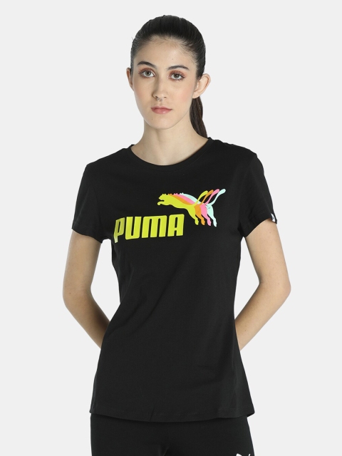 

Puma Women Black Brand Logo Printed T-shirt