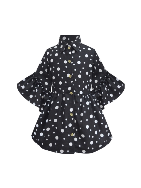 

A T U N Black & White Polka Dot Printed Dress