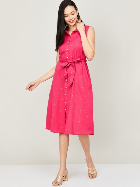 

Colour Me by Melange Fuchsia Pink Cotton Shirt Dress