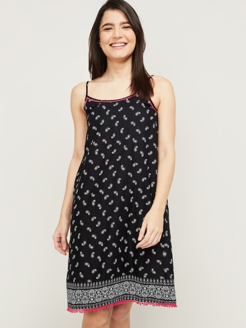 

Ginger by Lifestyle Black & White Ethnic Motifs A-Line Dress
