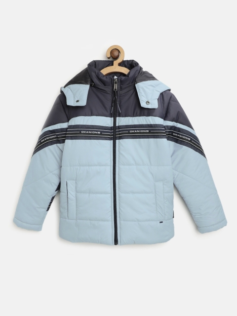 

Okane Boys Blue Colourblocked Hooded Padded Jacket