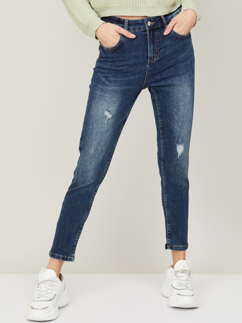 

Fame Forever by Lifestyle Women Blue Low Distress Heavy Fade Jeans