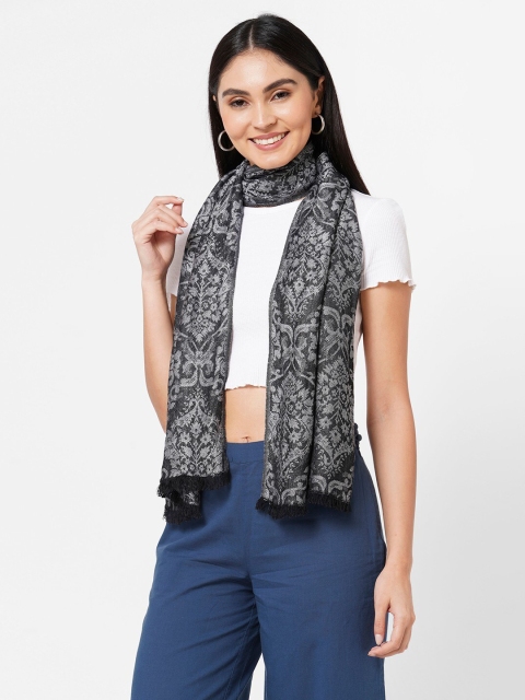 

Get Wrapped Women Grey & Black Jacquard Scarf