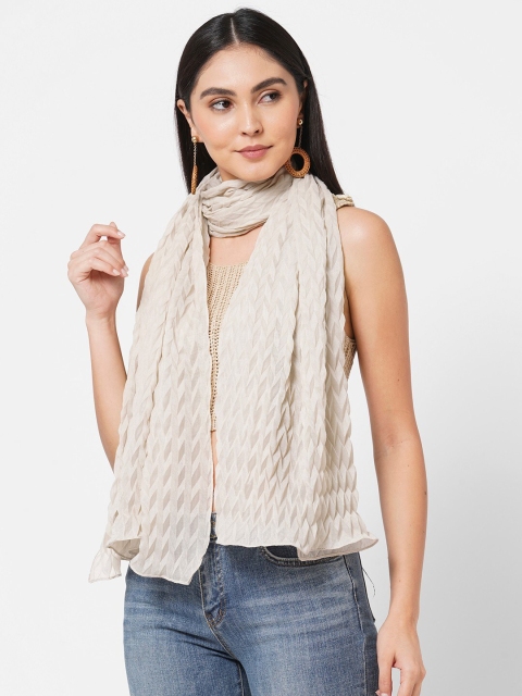 

Get Wrapped Women Beige Self Design Scarf