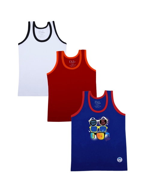 

DChica Boys Pack Of 3 Multicoloured Basic Cotton Innerwear Vests, Multi