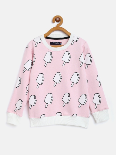 

White Snow Girls Pink & White Popsicle Printed Sweatshirt