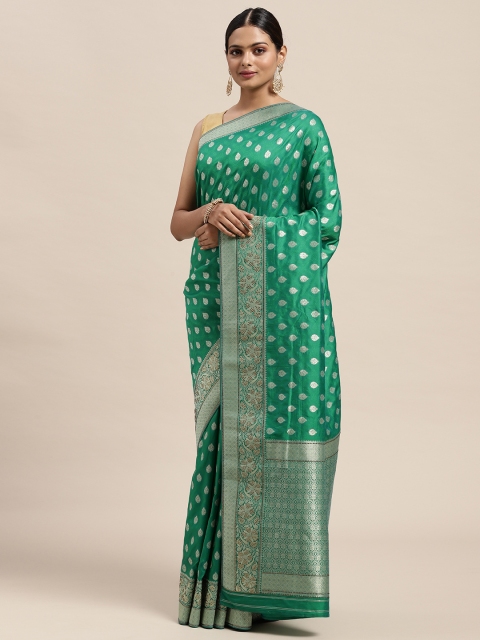 

MOHEY Green & Silver Ethnic Motifs Saree