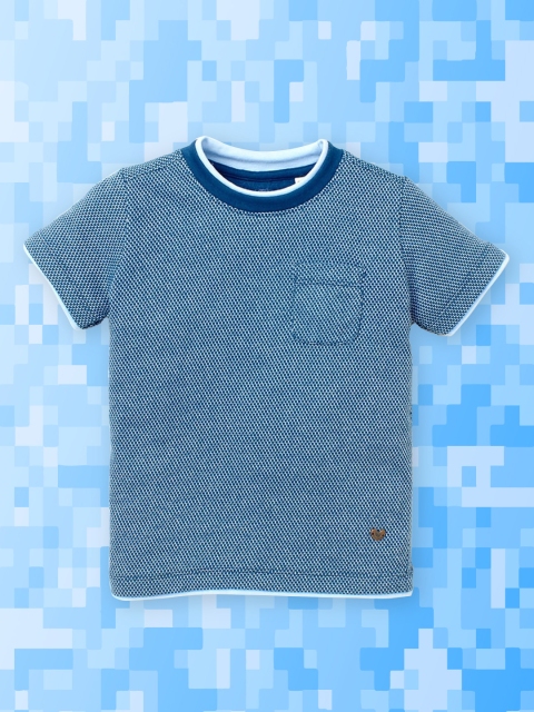 

Ed-a-Mamma Boys Navy Blue Round Neck Cotton T-shirt