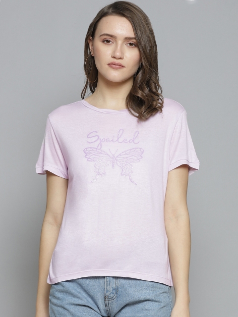 

VividArtsy Women Lavender Printed T-shirt