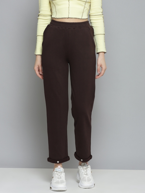 

VividArtsy Women Brown Solid Track Pants