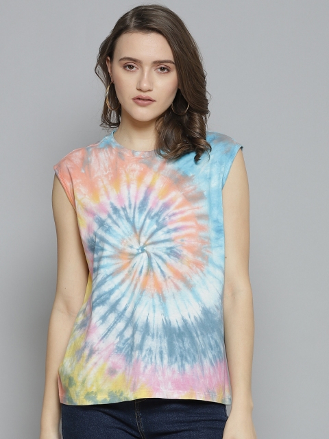 

VividArtsy Women Multicoloured Tie and Dye Dyed Loose T-shirt, Multi