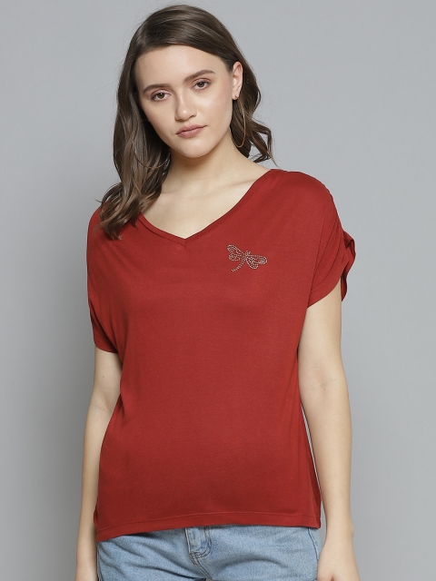 

VividArtsy Women Rust Solid Regular Top