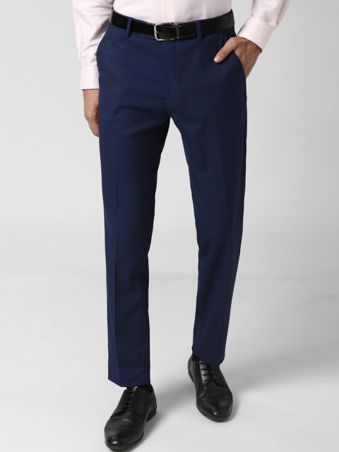 

Peter England Men Navy Blue Slim Fit Formal Trousers