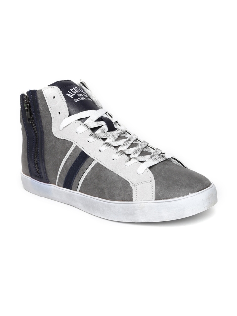 

ALCOTT Men Grey Solid High-Top Sneakers