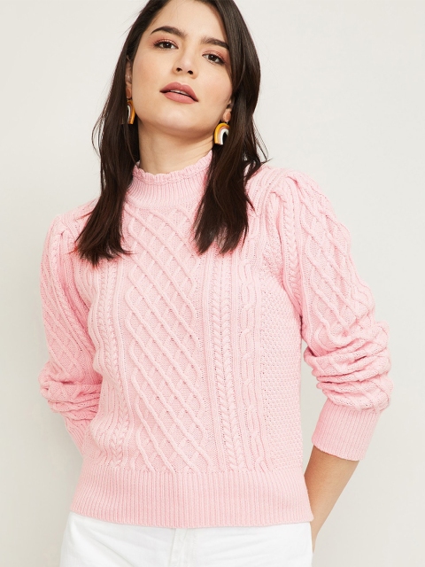 

Ginger by Lifestyle Women Pink Ribbed Pullover