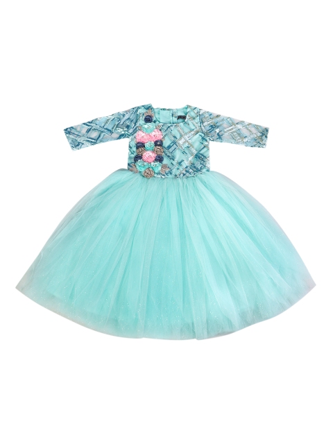 

Enfance Turquoise Blue Floral Net Dress