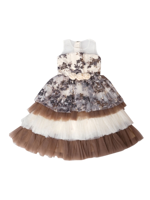 

Enfance Coffee Brown Floral Net Dress