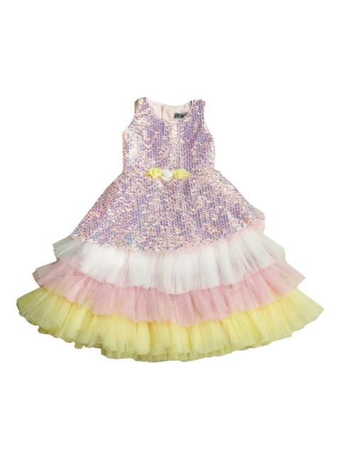 

Enfance Girls Pink Embellished Net Dress