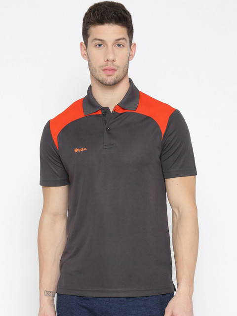 

VEGA Men Grey Polo Collar Dri-FIT Slim Fit Outdoor T-shirt