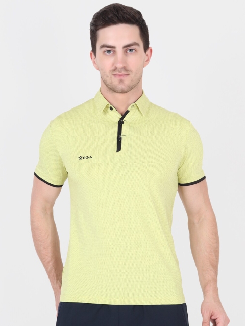 

VEGA Men Yellow Polo Collar Dri-FIT Slim Fit Outdoor T-shirt