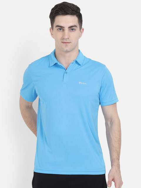 

VEGA Men Blue Polo Collar Slim Fit T-Shirt