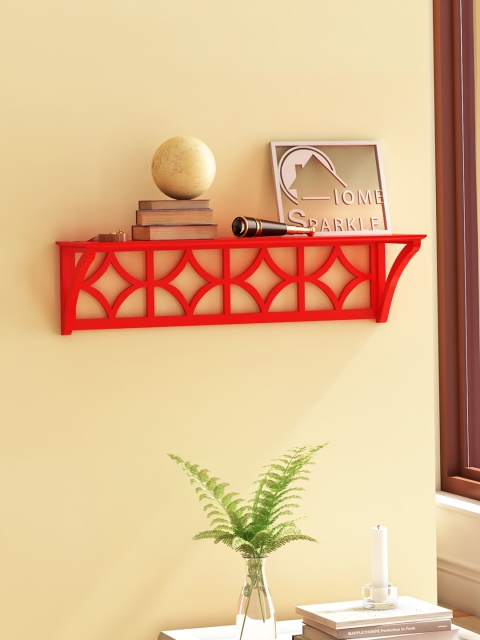 

Home Sparkle Red MDF Diamond Floating Basic Wall Shelf