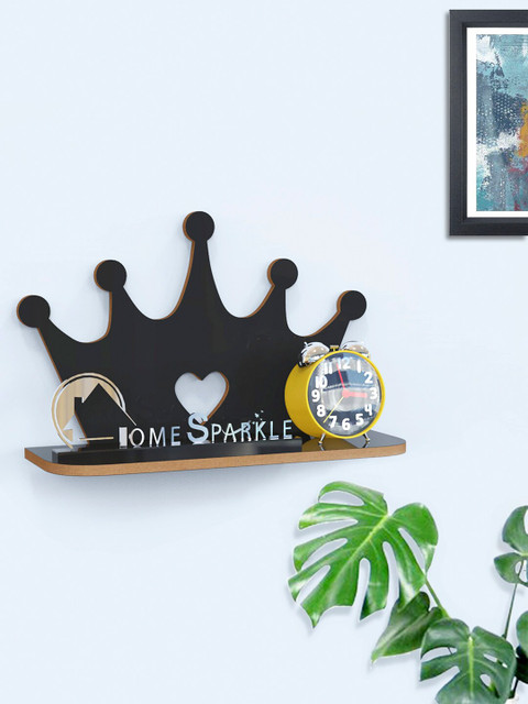 

Home Sparkle Black & Brown MDF Basic Wall Shelf