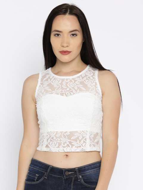 

Jealous 21 Women White Lace Crop Top