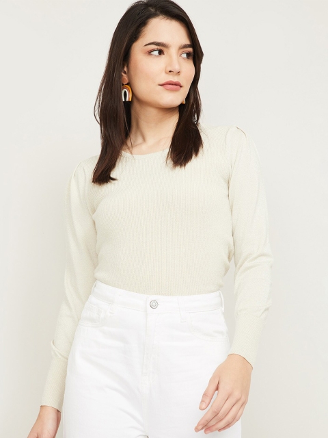 

Bossini Women Beige Ribbed Pullover