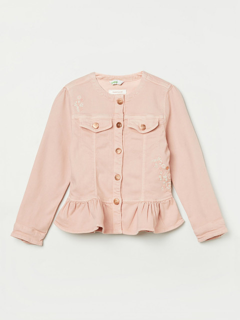 

Bossini Girls Pink Washed Tailored Jacket With Embroidered