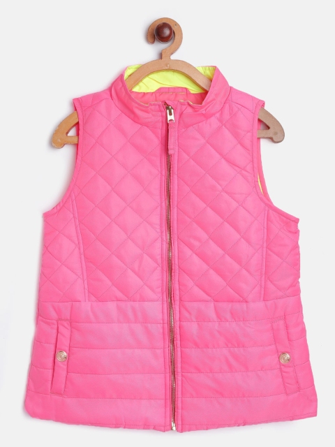 

Cherry Crumble Girls Pink Sleeveless Quilted Jacket