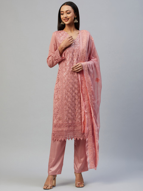 

Readiprint Fashions Peach-Coloured Embroidered Unstitched Dress Material