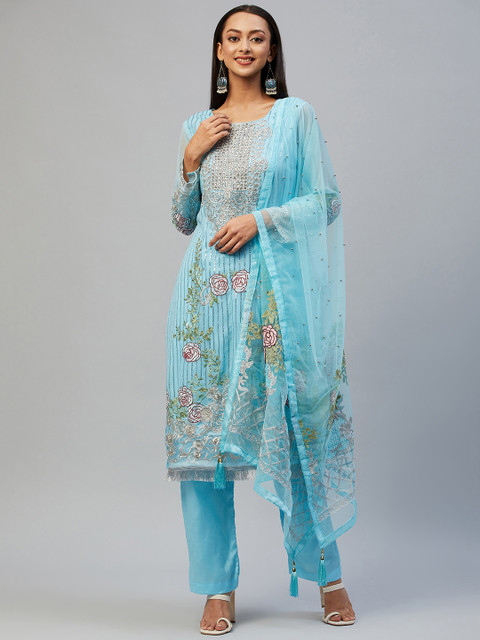 

Readiprint Fashions Blue & Turquoise Blue Embroidered Unstitched Dress Material