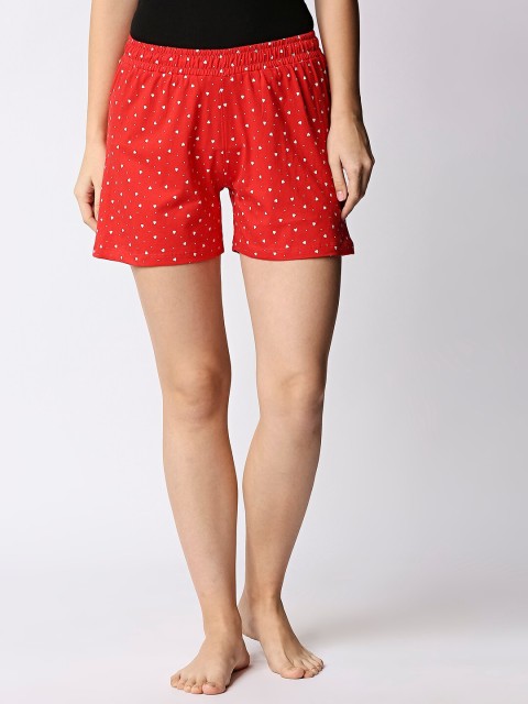 

Bewakoof Women Red & White Printed Lounge Shorts