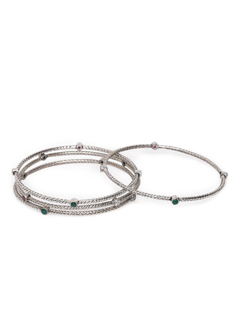

Fabindia Set Of 4 Silver-Toned Ethnic Bangle