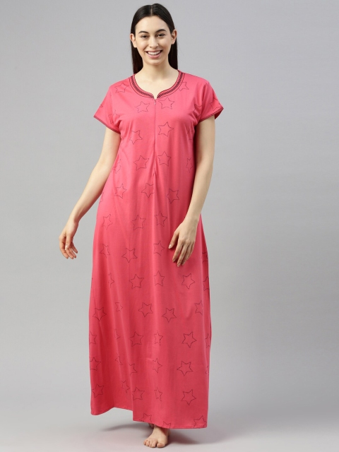 

GOLDSTROMS Peach-Coloured Printed Maxi Nightdress