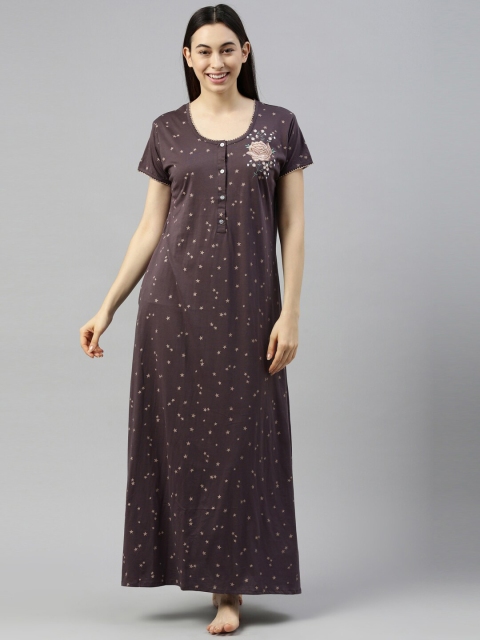 

GOLDSTROMS Coffee Brown Printed Maxi Nightdress