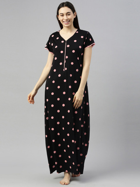 

GOLDSTROMS Black & Pink Printed Maxi Nightdress