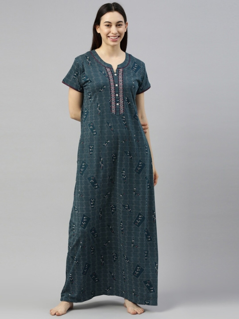 

GOLDSTROMS Green Printed Maxi Nightdress