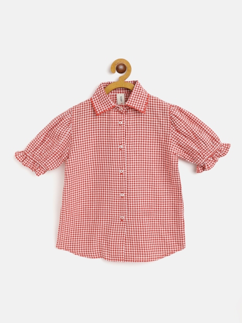 

SCOUP Girls Red & White Cotton Gingham Checked Casual Shirt
