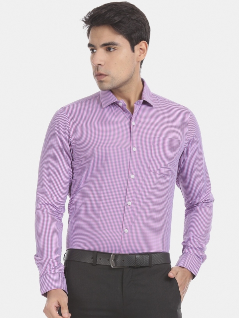 

Excalibur Men Pink Checked Opaque Formal Shirt