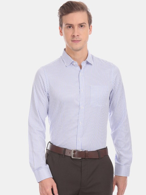 

Excalibur Men White Opaque Checked Formal Shirt
