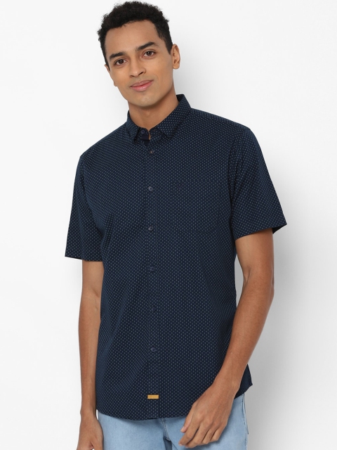 

Allen Solly Men Navy Blue Slim Fit Opaque Printed Pure Cotton Casual Shirt