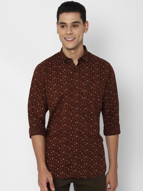 

Allen Solly Men Brown Slim Fit Floral Opaque Printed Pure Cotton Casual Shirt