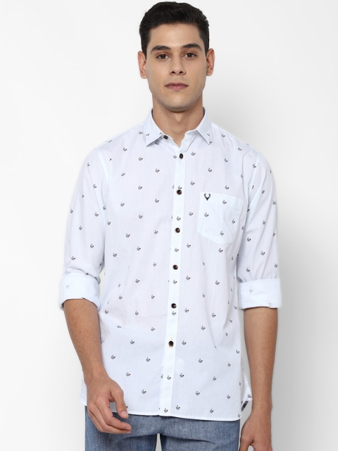 

Allen Solly Men Blue Slim Fit Floral Opaque Printed Pure Cotton Casual Shirt