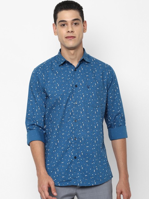 

Allen Solly Men Blue Slim Fit Opaque Printed Casual Cotton Shirt