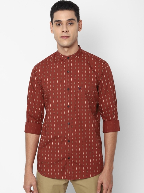 

Allen Solly Men Rust Slim Fit Opaque Printed Casual Shirt