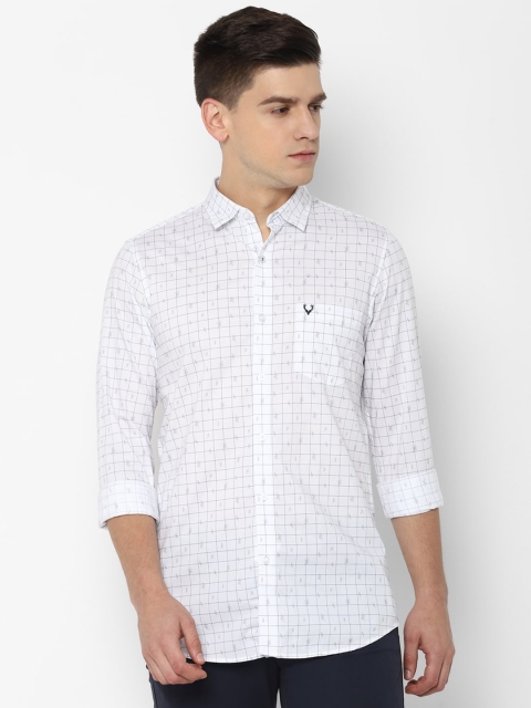 

Allen Solly Men White Slim Fit Grid Tattersall Checked Pure Cotton Casual Shirt