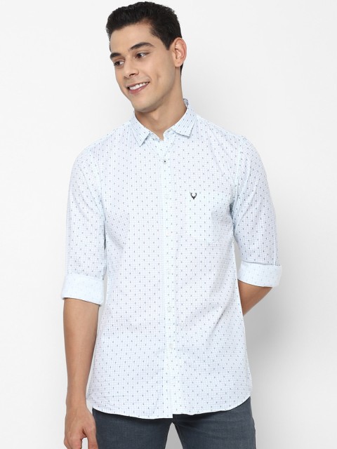 

Allen Solly Men Blue Slim Fit Opaque Printed Pure Cotton Casual Shirt