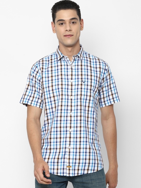 

Allen Solly Men Blue Slim Fit Opaque Checked Casual Cotton Shirt